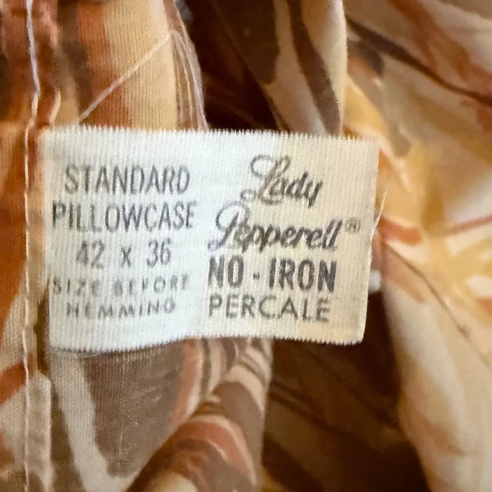 9 Vtg West Point Pepperell Presslin Full Size Bedding Set Brown Orange Cattail